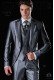 Anthrazit graue Gehrock Anzug mit Jacquard-Kontrast