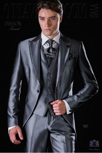 Italian bespoke anthracite grey frock coat suit