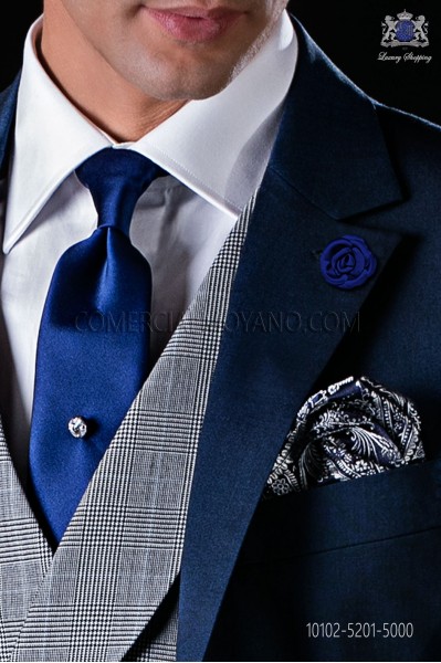 Italian royal blue satin tie
