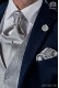 Krawatte mit Einstecktuch perlgrau aus Satin