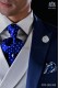 Italian pure jacquard silk royal blue tie white polka dots 