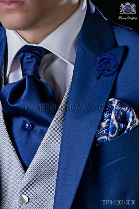 Italian royal blue satin tie 