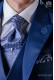 Cravate et mouchoir bleu clair en jacquard de soie