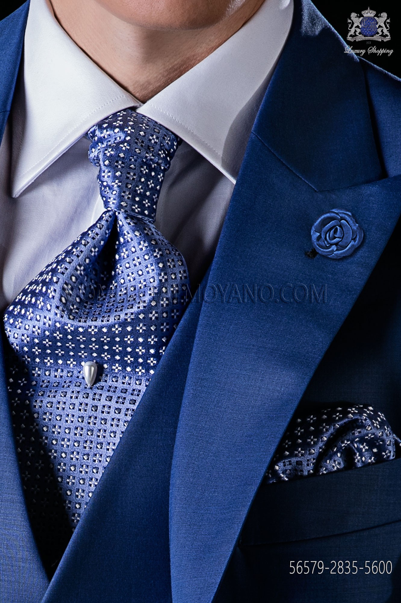 Krawatte mit Einstecktuch hellblau aus Seide Mario Moreno Moyano