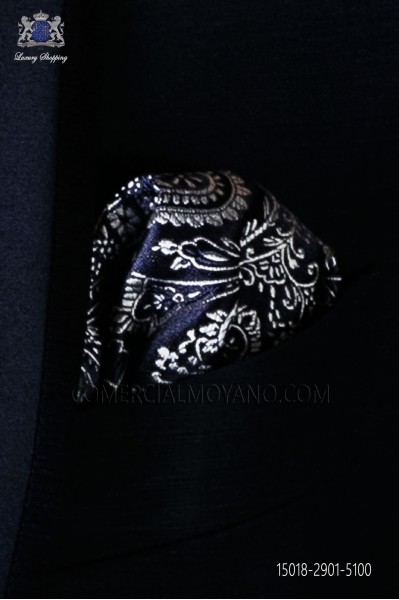 Pañuelo azul de pura seda diseño paisley