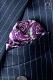 Mouchoir de pur soie blanc avec paisley dessin violet