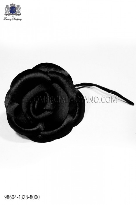 Lapel flower made of black satin fabric