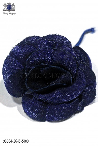 Revers fleur en tissu de lurex bleu royal
