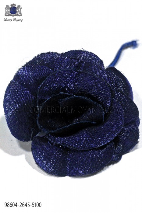 Lapel flower made of shiny royal blue fabric