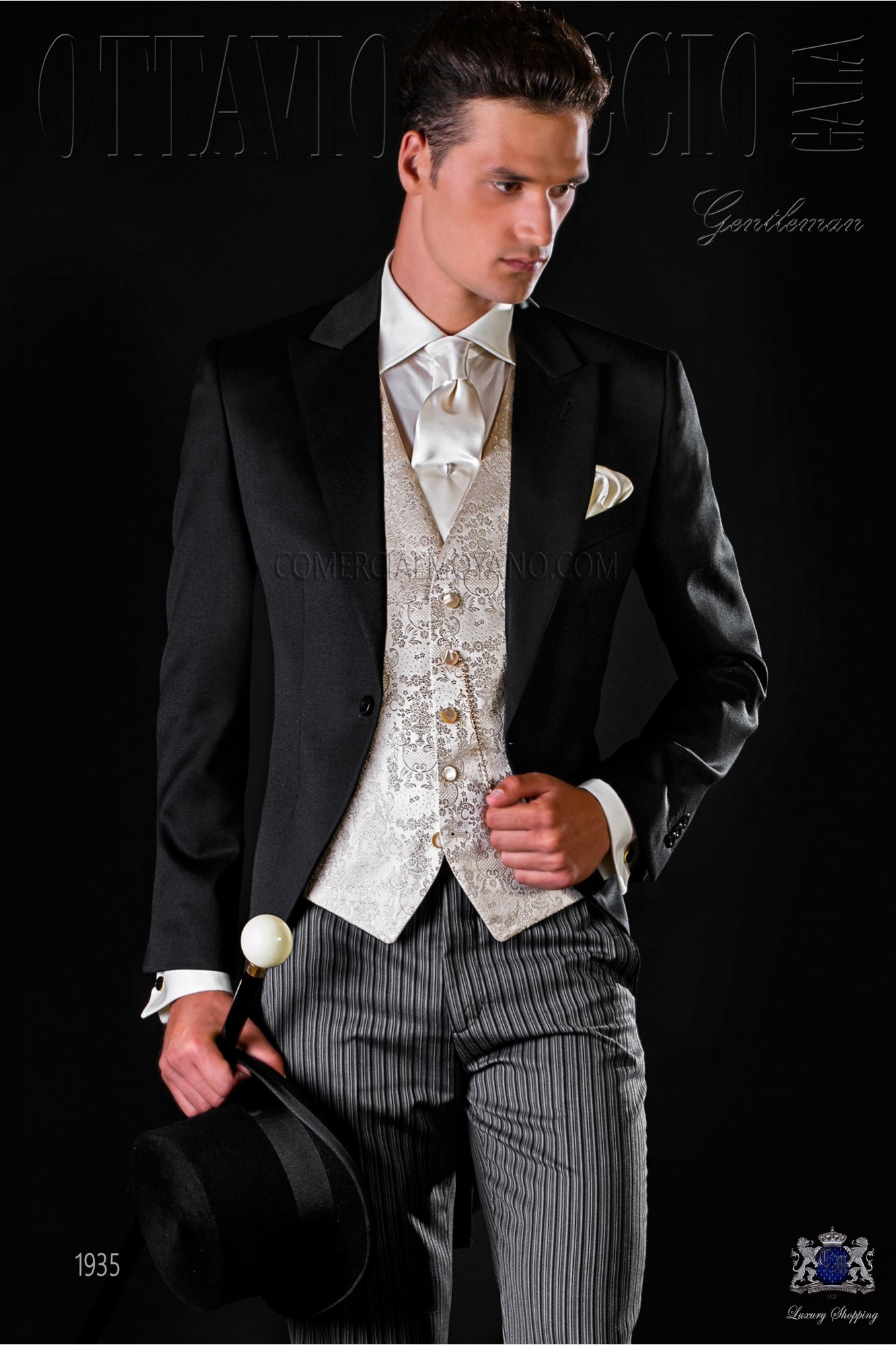 Chaqué negro pura lana con pantalón de etiqueta modelo: 1935 Mario Moyano colección Gentleman