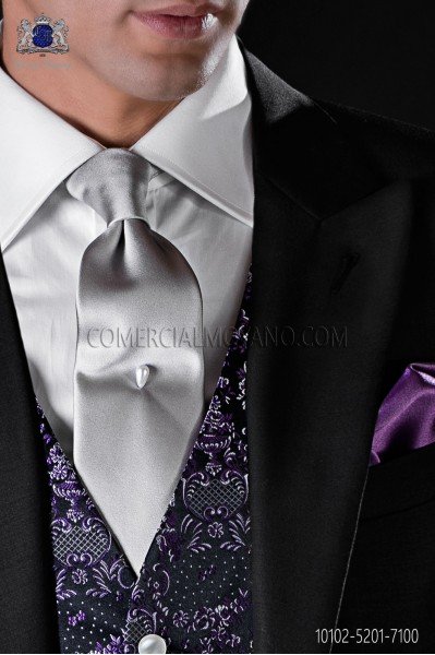 Italian Satin Silver Necktie