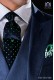 Navy blue tie with green polka dots designs