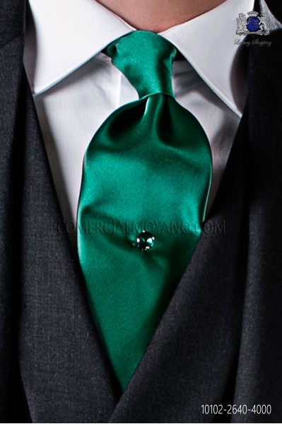 Green satin tie