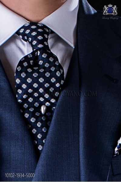Navy blue tie with designs