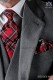 Corbata y pañuelo de bolsillo diseño tartán rojo en pura seda