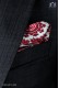 Pañuelo de pura seda blanco con diseño paisley rojo