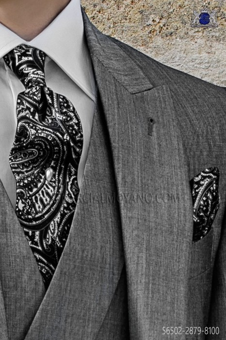 Corbata y pañuelo de bolsillo de seda diseño paisley