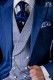 Croix veste Prince de Galles rabat châle bleu