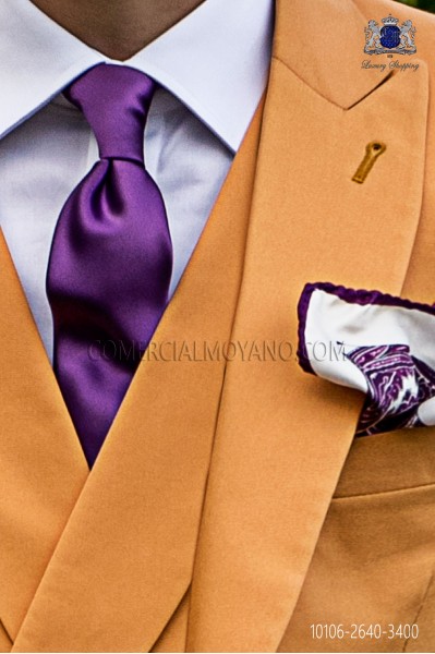 Narrow purple satin tie