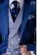 Croix veste Prince de Galles rabat châle bleu