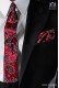 Red narrow tie with handkerchief cachemire design.