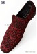 Roten und schwarzem Jacquard-Slipper Schuhe