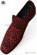 Red and black jacquard slipper shoes