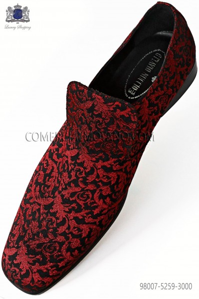 Zapatos slipper jacquard rojo y negro