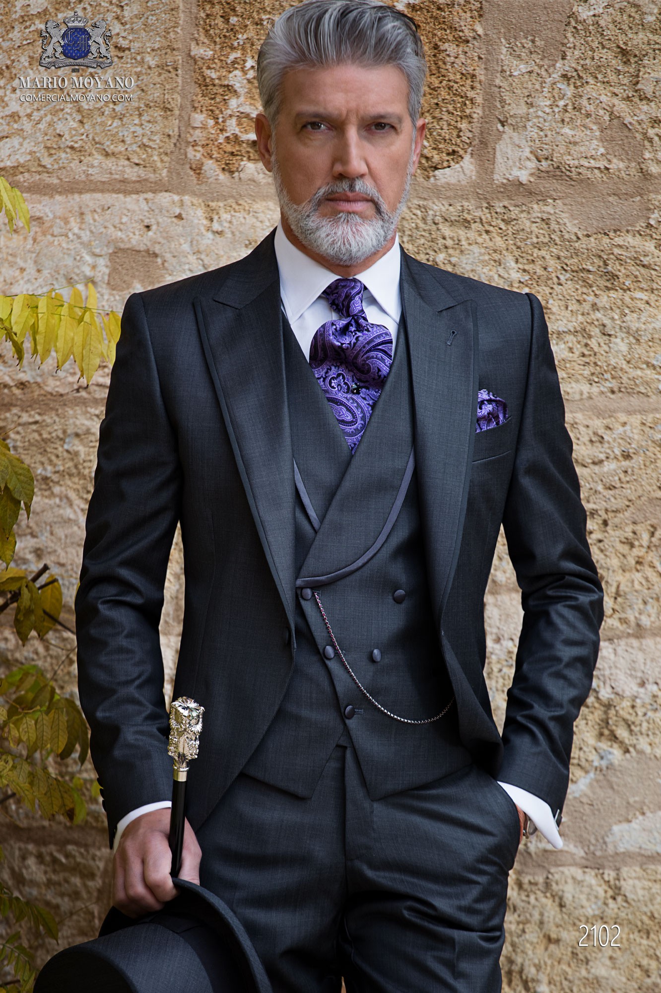 Bespoke morning suit wool mix dark grey fil-a-fil model 2102 Mario Moyano