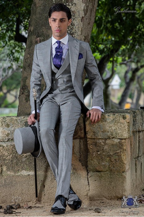 Bespoke Prince of Wales grey morning suit 