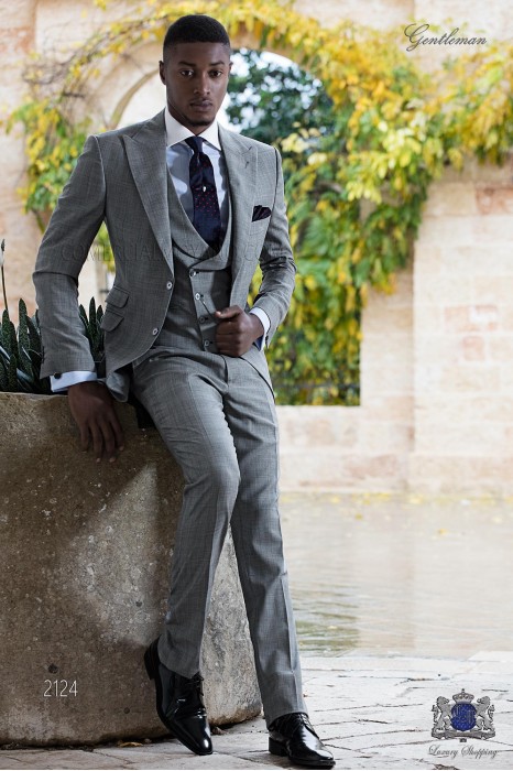 Bespoke Prince of Wales grey and red suit
