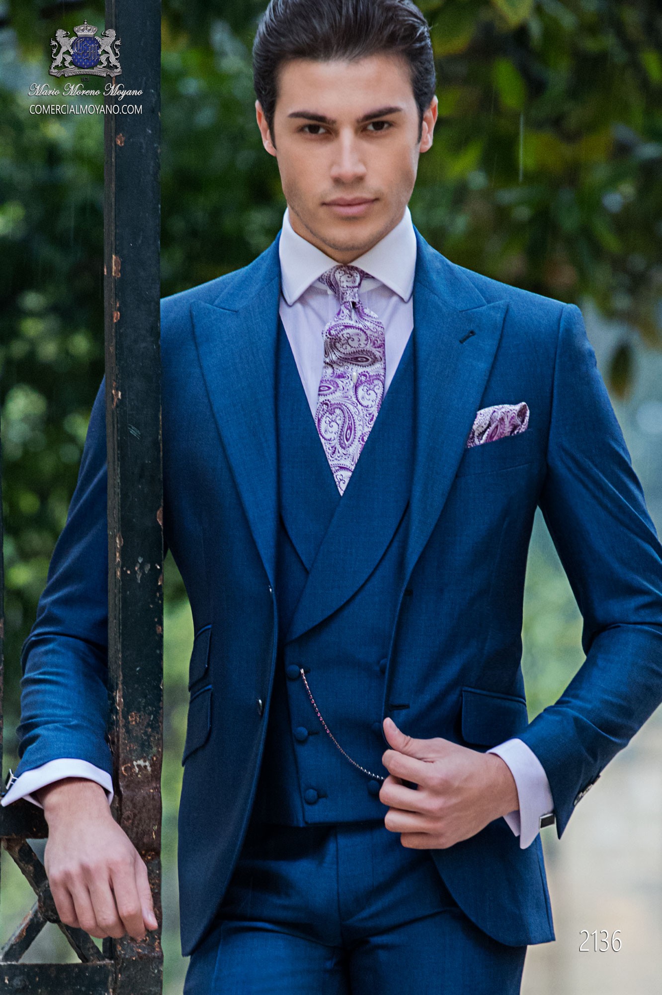 Traje de novio azul royal mixto lana mohair alpaca modelo: 2136 Mario Moyano colección Gentleman