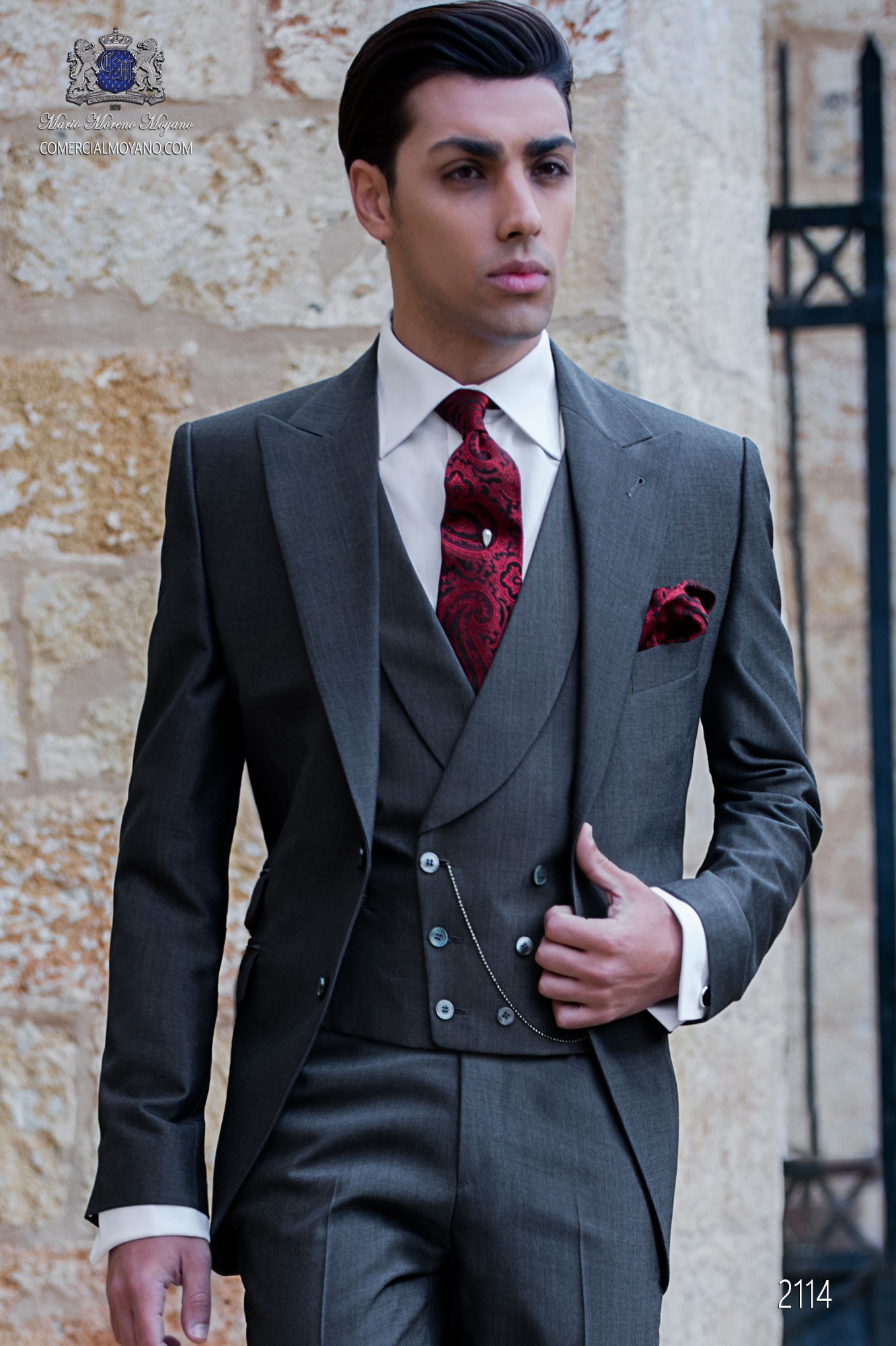 Traje de novio gris antracita lana mohair alpaca modelo: 2114 Mario Moyano colección Gentleman