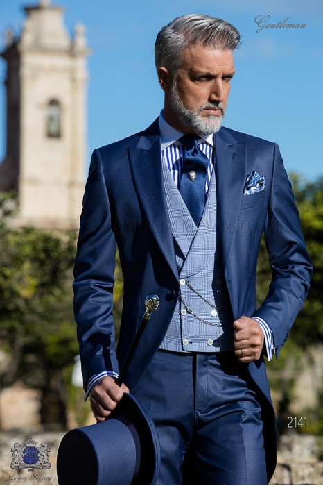 Bespoke royal blue morning suit cool wool mix