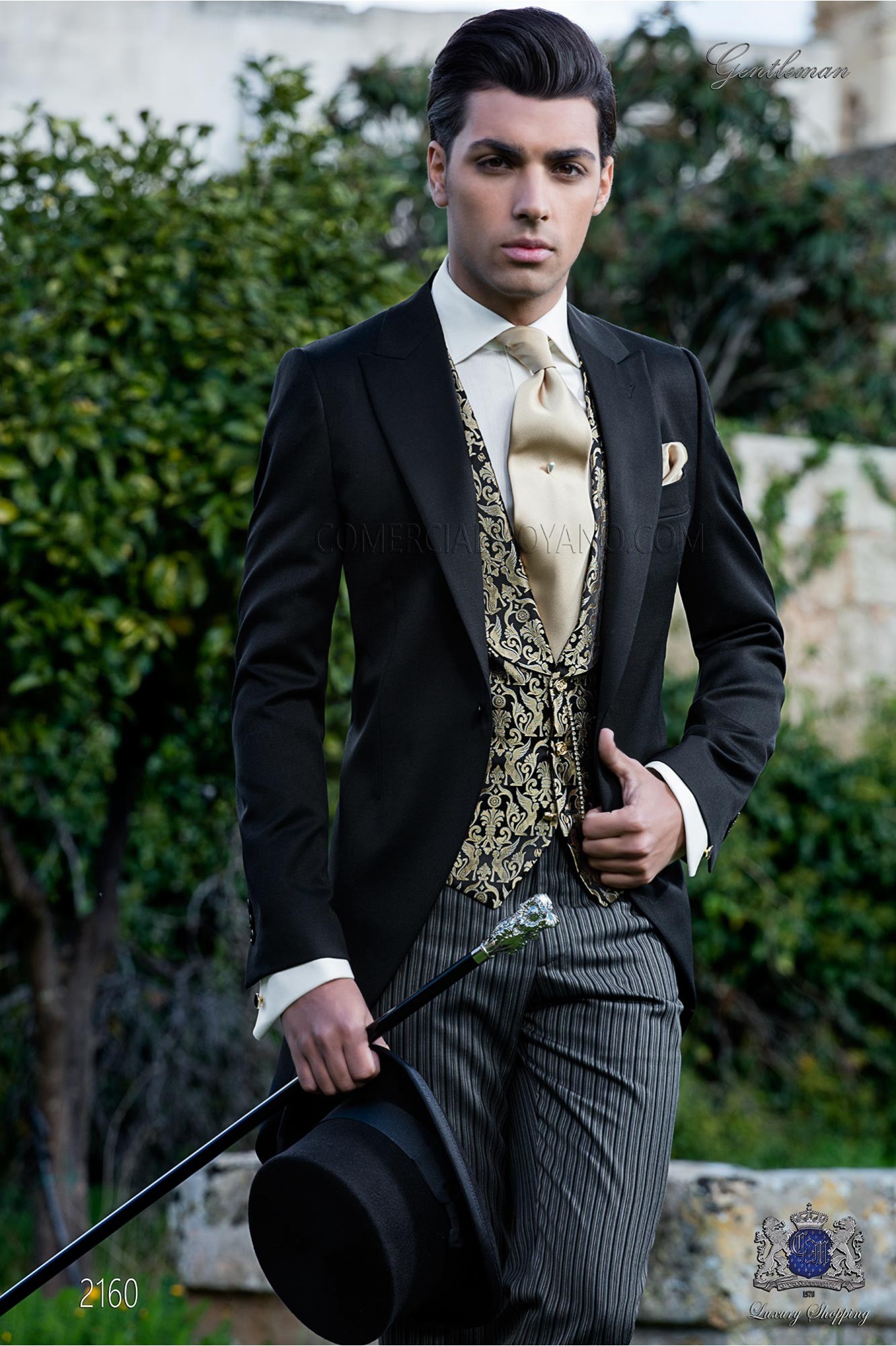 Chaqué clásico negro con pantalón de etiqueta modelo: 2160 Mario Moyano colección Gentleman
