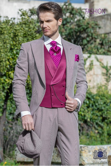 Bespoke Houndstooth morning suit purple