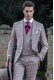 Italian short-tailed wedding suit Prince of Wales Burgundy