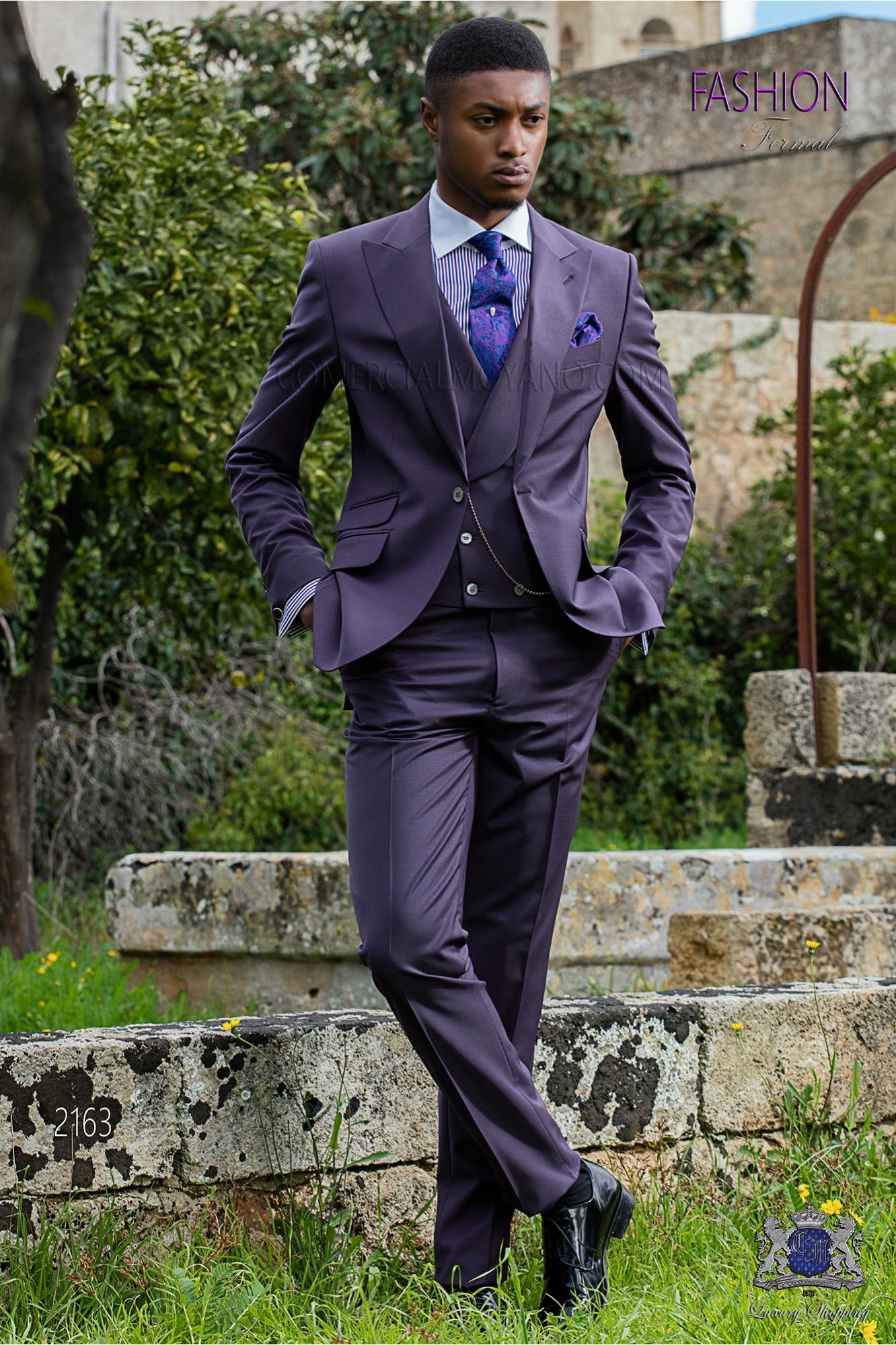 Italian bespoke purple cool wool mix suit