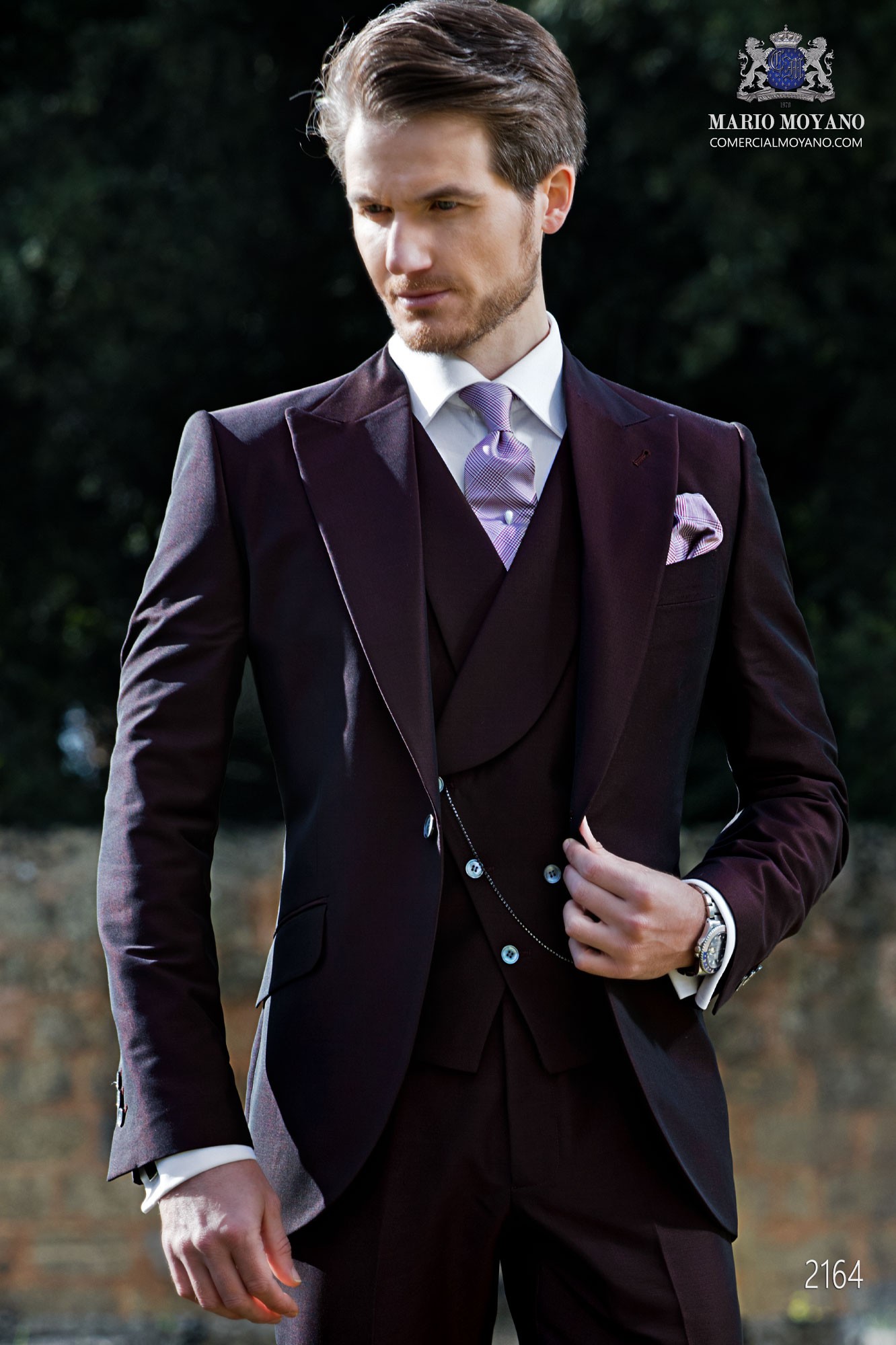 Bespoke burgundy groom suit