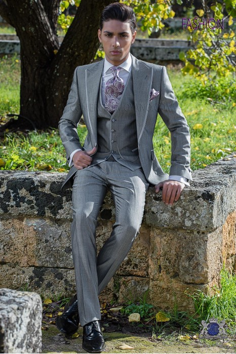 Costume homme gris clair laine mélangé mohair alpaga