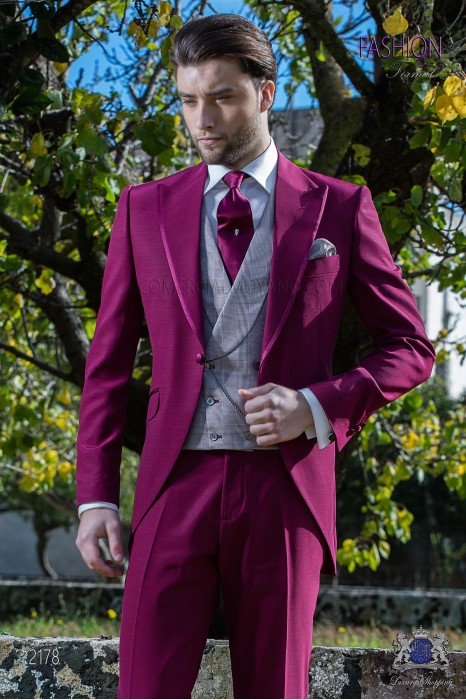 Italian bespoke burgundy frock coat suit