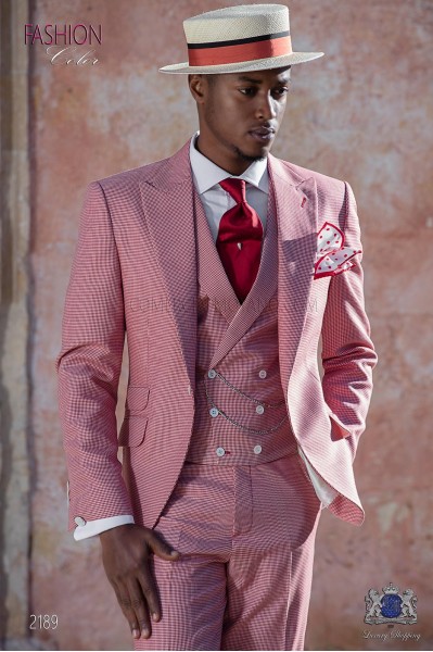 Bespoke Houndstooth suit red