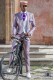 Italian stitched bespoke pink metalized linen suit