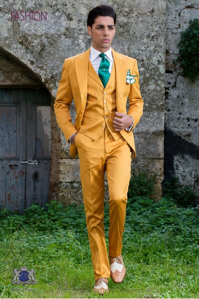 Italian stitched bespoke pure cotton yellow suit