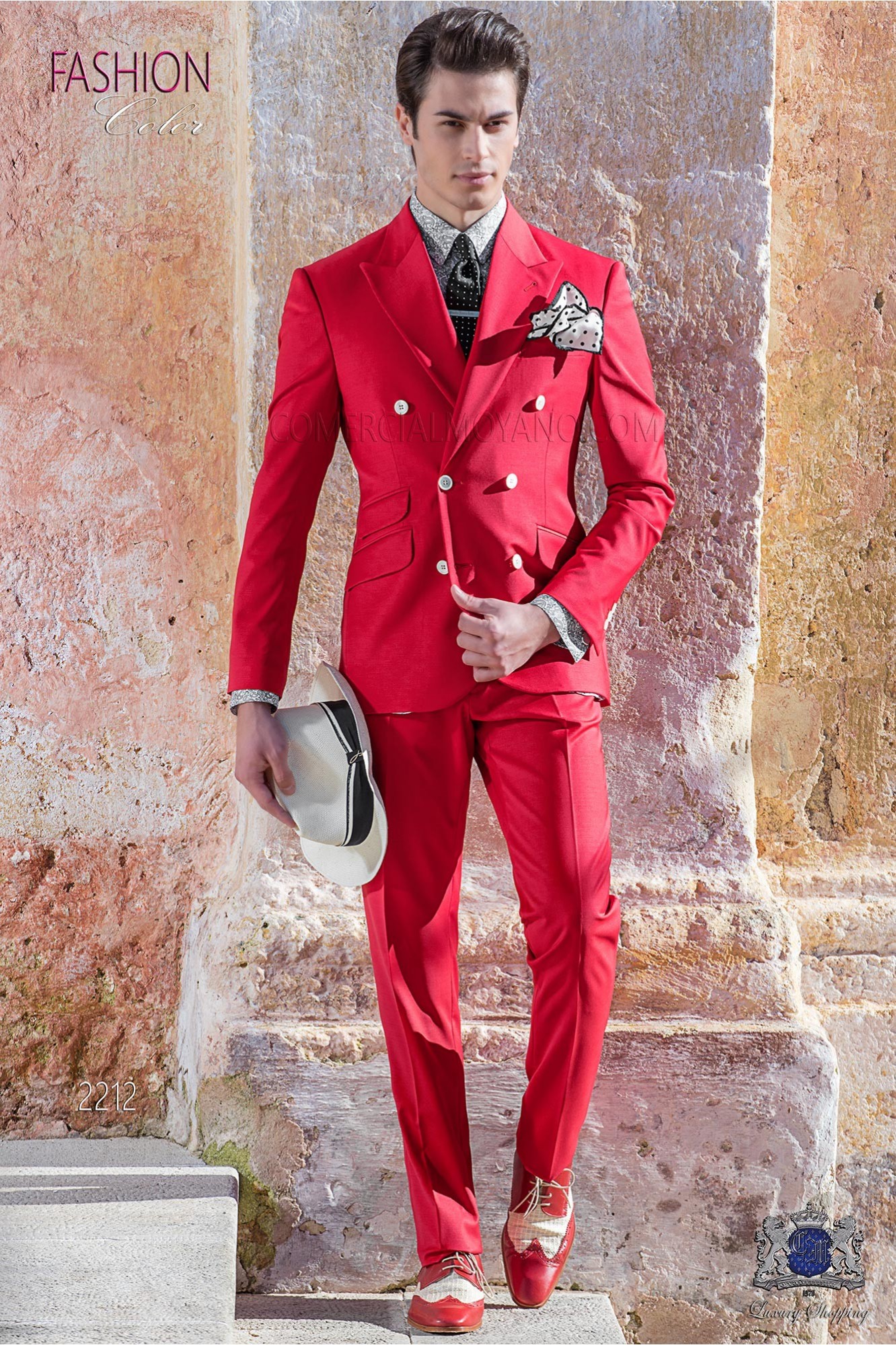 Bespoke red new performance double breasted suit model 2212 Mario Moyano