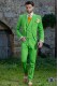 Traje moderno italiano de estilo “Slim”. Tejido color verde 100% algodón
