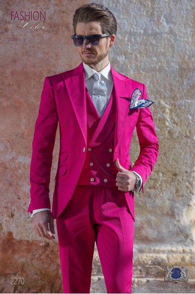 Bräutigam Anzug fuchsia aus Piqué-Baumwolle