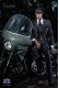 Italienische schwarze Mode Herren Anzug. Spitzen Revers mit Satin Blenden und 1 Knopf.
