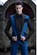 Italienische Patchwork Anzug blau und schwarz. Wollmischung Stoffe.