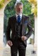 Italian bespoke brown pinstripe groom suit
